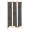 3-Panel Room Divider Gray 47.2"x66.9"x1.6" Fabric - Grey