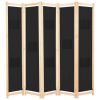 5-Panel Room Divider Black 78.7"x66.9"x1.6" Fabric - Black