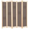 5-Panel Room Divider Brown 78.7"x66.9"x1.6" Fabric - Brown