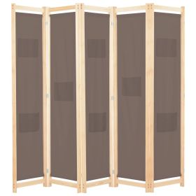 5-Panel Room Divider Brown 78.7"x66.9"x1.6" Fabric - Brown