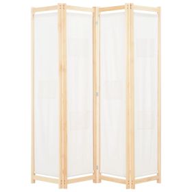 4-Panel Room Divider Cream 62.9"x66.9"x1.6" Fabric - Cream