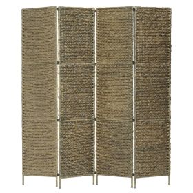 4-Panel Room Divider Brown 60.6"x63" Water Hyacinth - Brown