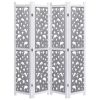 4-Panel Room Divider Gray 55.1"x65" Solid Wood - Grey