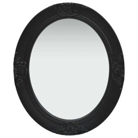 Wall Mirror Baroque Style 19.7"x23.6" Black - Black