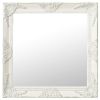 Wall Mirror Baroque Style 23.6"x23.6" White - White