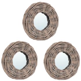 Mirrors 3 pcs 5.9" Wicker - Brown