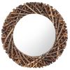 Wall Mirror 23.6" Teak Round - Brown