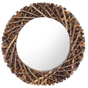 Wall Mirror 23.6" Teak Round - Brown