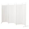 6 Feet 6-Panel Room Divider with Steel Support Base - white