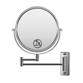 8-inch Wall Mounted Makeup Vanity Mirror, 1X / 7X Magnification Mirror, 360° Swivel with Extension Arm (Chrome Finish) - Chrome