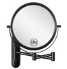 8 Inch Wall Mounted Makeup Vanity Mirror, Double Sided 1x/10x Magnifying Mirror, 360° Swivel with Extension Arm Bathroom Mirror - Black