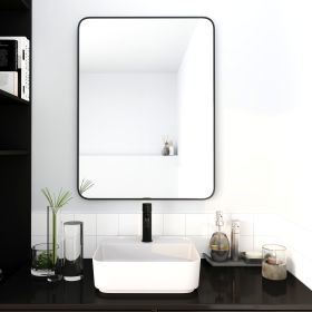 24 x 32 Inch Bathroom Mirror Black Aluminum Frame - Black