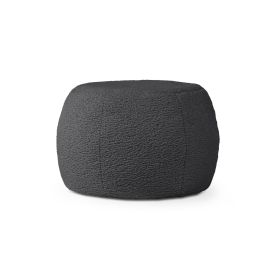 Jaxx Ellis Ottoman Shearling Faux-Lamb Plush Pouf for Modern Interior Design, Small, Black - Black - Faux-Sheep