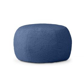 Jaxx Ellis Ottoman Shearling Faux-Lamb Plush Pouf for Modern Interior Design, Large, Indigo - Indigo - Faux-Sheep