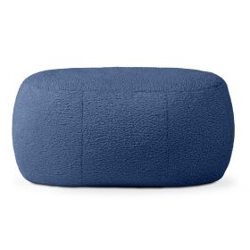 Jaxx Ellis Ottoman Shearling Faux-Lamb Plush Pouf for Modern Interior Design, Oval, Indigo - Indigo - Faux-Sheep