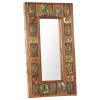 Mirror with Buddha Cladding 19.7"x31.5" Solid Reclaimed Wood - Brown