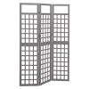 3-Panel Room Divider/Trellis Solid Fir Wood Gray 47.6"x70.9" - Grey