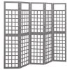 5-Panel Room Divider/Trellis Solid Fir Wood Gray 79.3"x70.9" - Grey