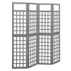 4-Panel Room Divider/Trellis Solid Fir Wood Gray 63.4"x70.9" - Grey