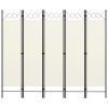 5-Panel Room Divider Cream White 78.7"x70.9" - White