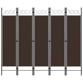 5-Panel Room Divider Brown 78.7"x70.9" - Brown