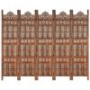 Hand carved 5-Panel Room Divider Brown 78.7"x65" Solid Mango Wood - Brown