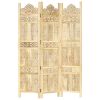 Hand carved 3-Panel Room Divider 47.2"x65" Solid Mango Wood - Brown