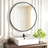 24" Wall Mirror Bathroom Mirror Wall Mounted Round Mirror; Black - Black - Glass