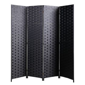 4-Panel Room Divider, Folding Privacy Screen with Double Hinged, Freestanding Room Separator, Black XH - black