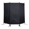 6 Ft Modern Room Divider, 3-Panel Folding Privacy Screen w/ Metal Standing, Portable Wall Partition XH - black