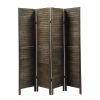 4-Panel Wood Room Divider Louver Partition Screen, 5.6 Ft. Tall Folding Privacy Screen for Home Office, Bedroom, Rustic Brown XH - brown