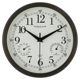 Mainstays 8.75" Indoor/Outdoor Antique Bronze Round Arabic Analog Wall Clock - Mainstays