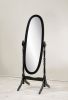 Traditional Queen Anna Style Wood Floor Cheval Mirror, Black Finish - as Pic