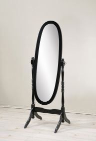 Traditional Queen Anna Style Wood Floor Cheval Mirror, Black Finish - as Pic