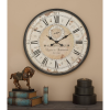 DecMode 32" Brown Wooden Distressed Wall Clock with Typography - DecMode