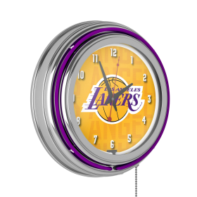 NBA Chrome Double Rung Neon Clock - City - Los Angeles Lakers - ADG Source