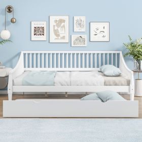 Full Size Daybed with Trundle and Support Legs, White - as Pic