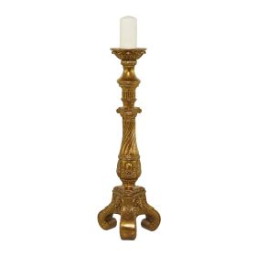 DecMode Gold Polystone Handmade Pillar Candle Holder - DecMode