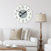 Mainstays Indoor Round 23.5" White and Gray Arabic Wainscot Farmhouse Analog Wall Clock - Mainstays