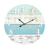 Mainstays 20" Farmhouse Coastal Blue Wood Round Wall Clock, Real Wood - Mainstays