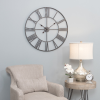 Solange Round Metal Wall Clock - 30" Gray - Aspire Home Accents