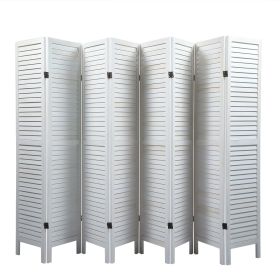 Sycamore wood 8 Panel Screen Folding Louvered Room Divider - Old white - as Pic