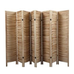 Sycamore wood 8 Panel Screen Folding Louvered Room Divider - light burn - as Pic