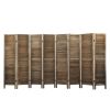 Sycamore wood 8 Panel Screen Folding Louvered Room Divider - brown - as Pic