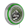 Neon Wall Clock-Jeep Green Mountain Double Rung Analog Clock with Pull Chain-Pub, Garage, or Man Cave Accessories (Green) - Jeep