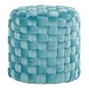 Braided Round 16" Ottoman in Ice Blue Velvet by LumiSource - as Pic