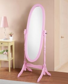 Traditional Queen Anna Style Wood Floor Cheval Mirror, Pink Finish - as Pic