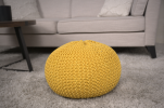 Bordeaux Knitted Cotton Round Pouf, Yellow - as Pic