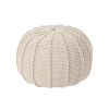 Bordeaux Knitted Cotton Round Pouf, Beige - as Pic