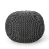 Bordeaux Knitted Cotton Round Pouf, Gray - as Pic